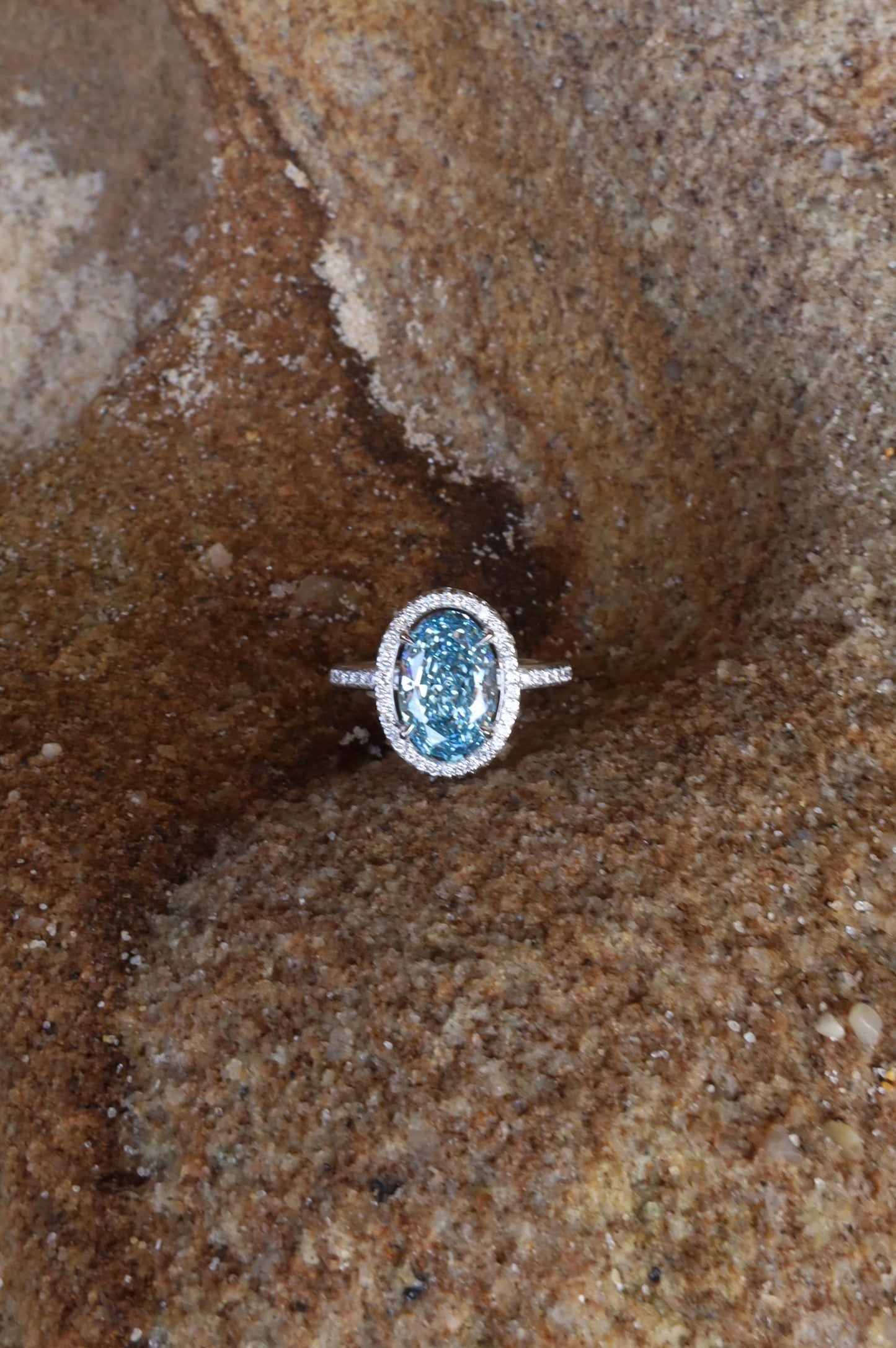 3.58ct Oval Brilliant Blue Diamond Ring