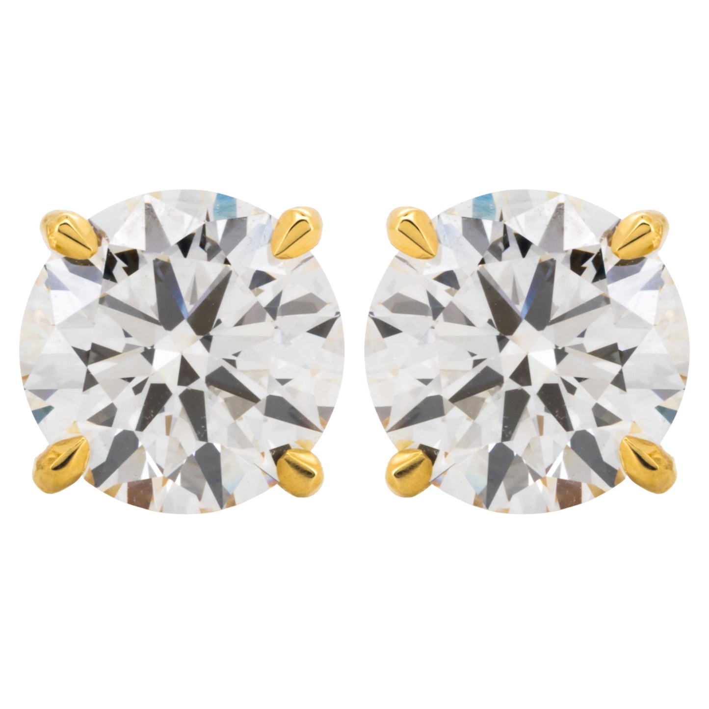 5.04ct Round Brilliant Diamond Solitaire Stud Earrings