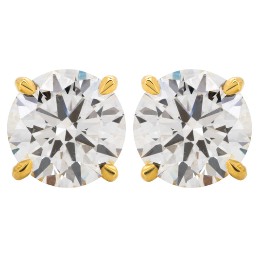 5.04ct Round Brilliant Diamond Solitaire Stud Earrings