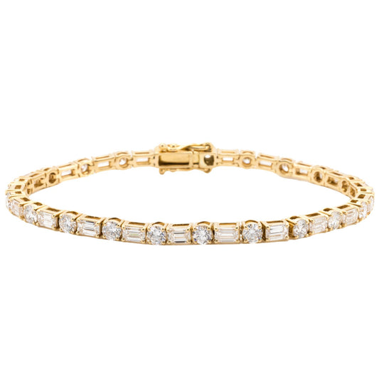 8.49ct Emerald & Round Brilliant Diamond Tennis Bracelet