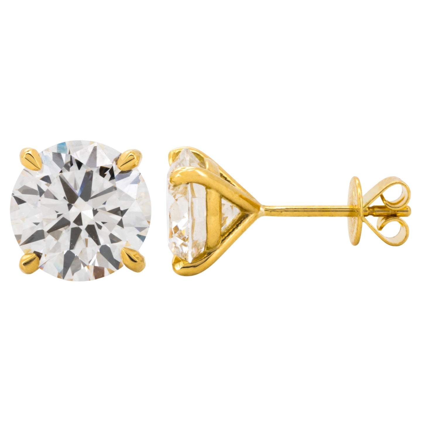 5.04ct Round Brilliant Diamond Solitaire Stud Earrings