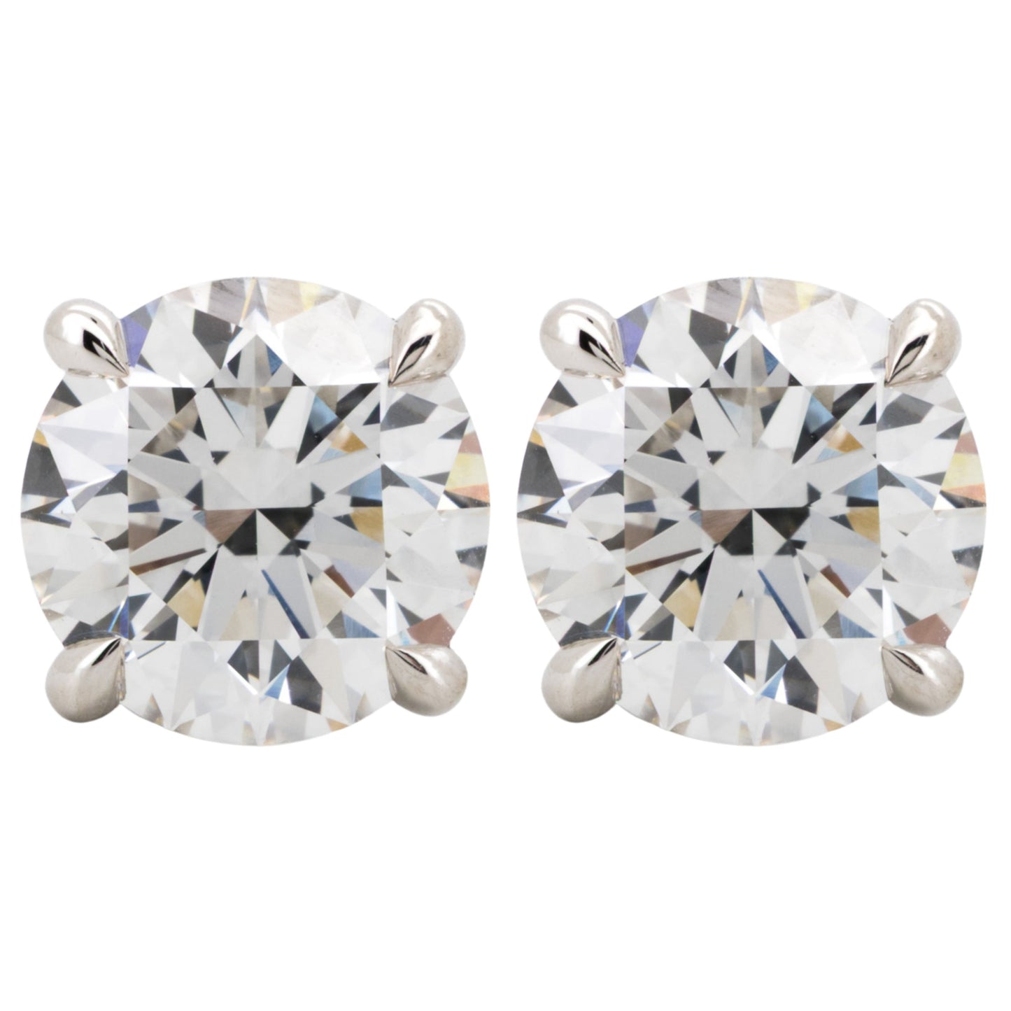 5.00ct Round Brilliant Diamond Solitaire Stud Earrings