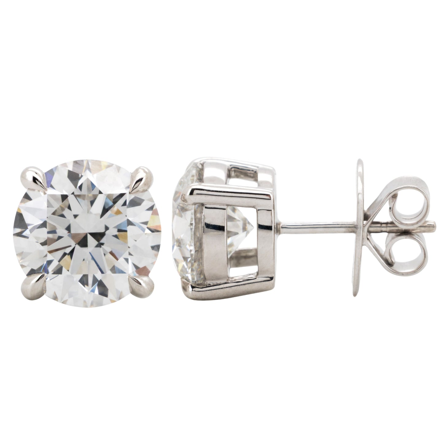 5.00ct Round Brilliant Diamond Solitaire Stud Earrings