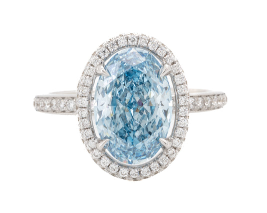 3.58ct Oval Brilliant Blue Diamond Ring