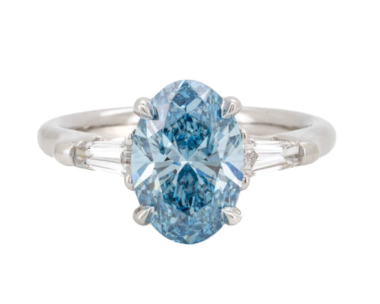 2.57ct Oval Brilliant Blue Diamond Ring