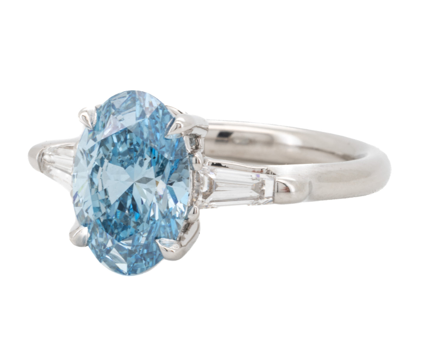 2.57ct Oval Brilliant Blue Diamond Ring