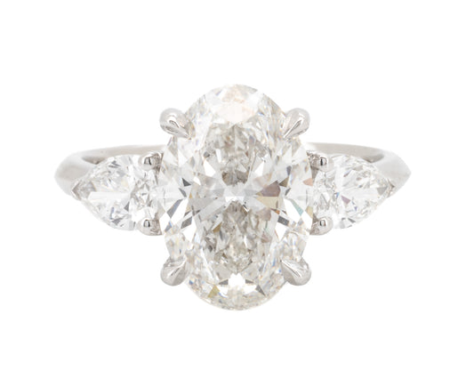 3.87ct Oval Brilliant & Pear Diamond Engagement Ring