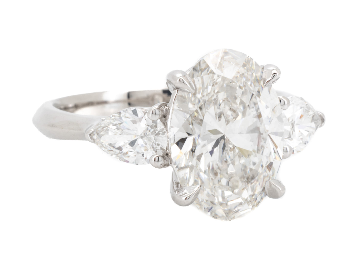 3.87ct Oval Brilliant & Pear Diamond Engagement Ring