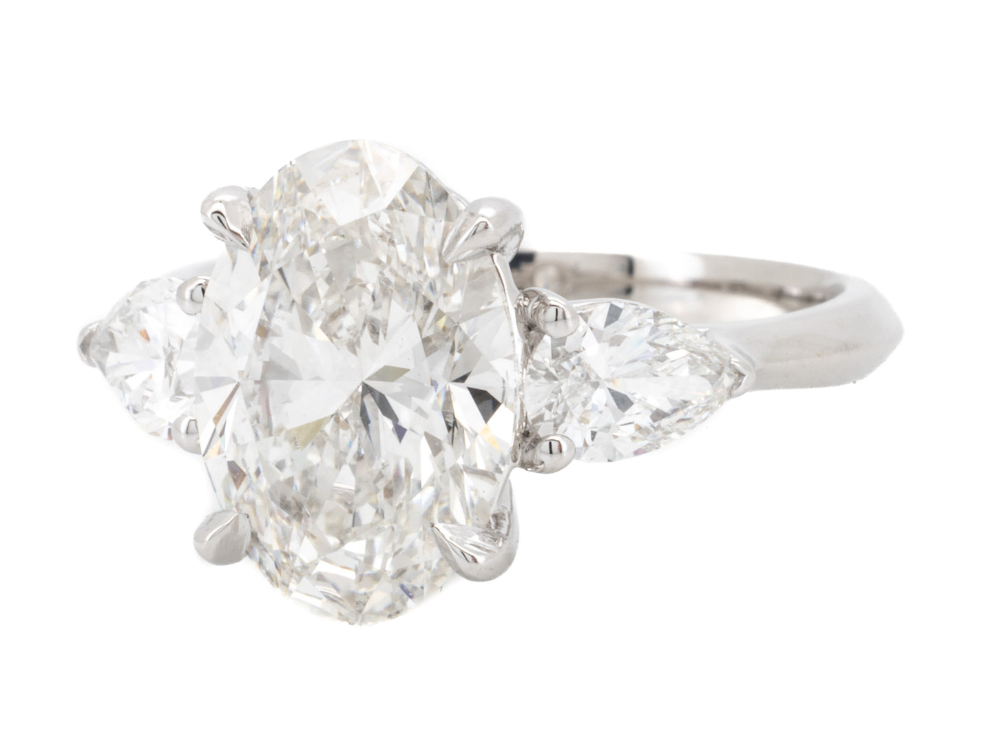3.87ct Oval Brilliant & Pear Diamond Engagement Ring