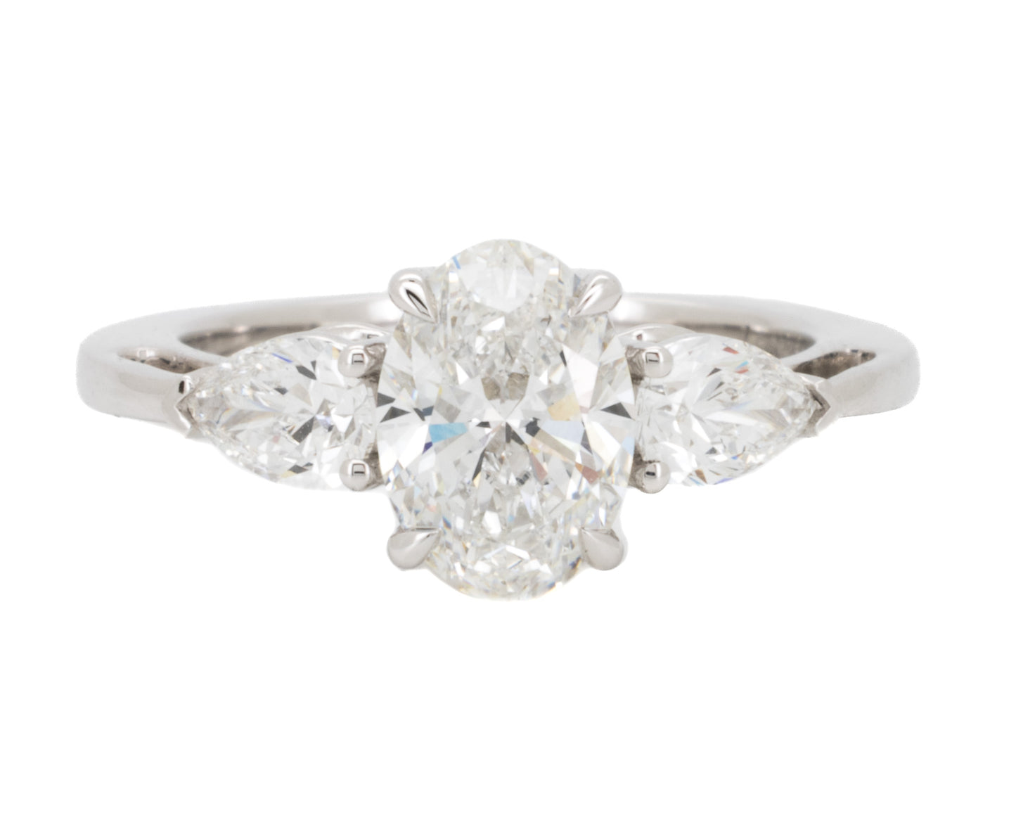 2.28ct Oval Brilliant & Pear Diamond Engagement Ring