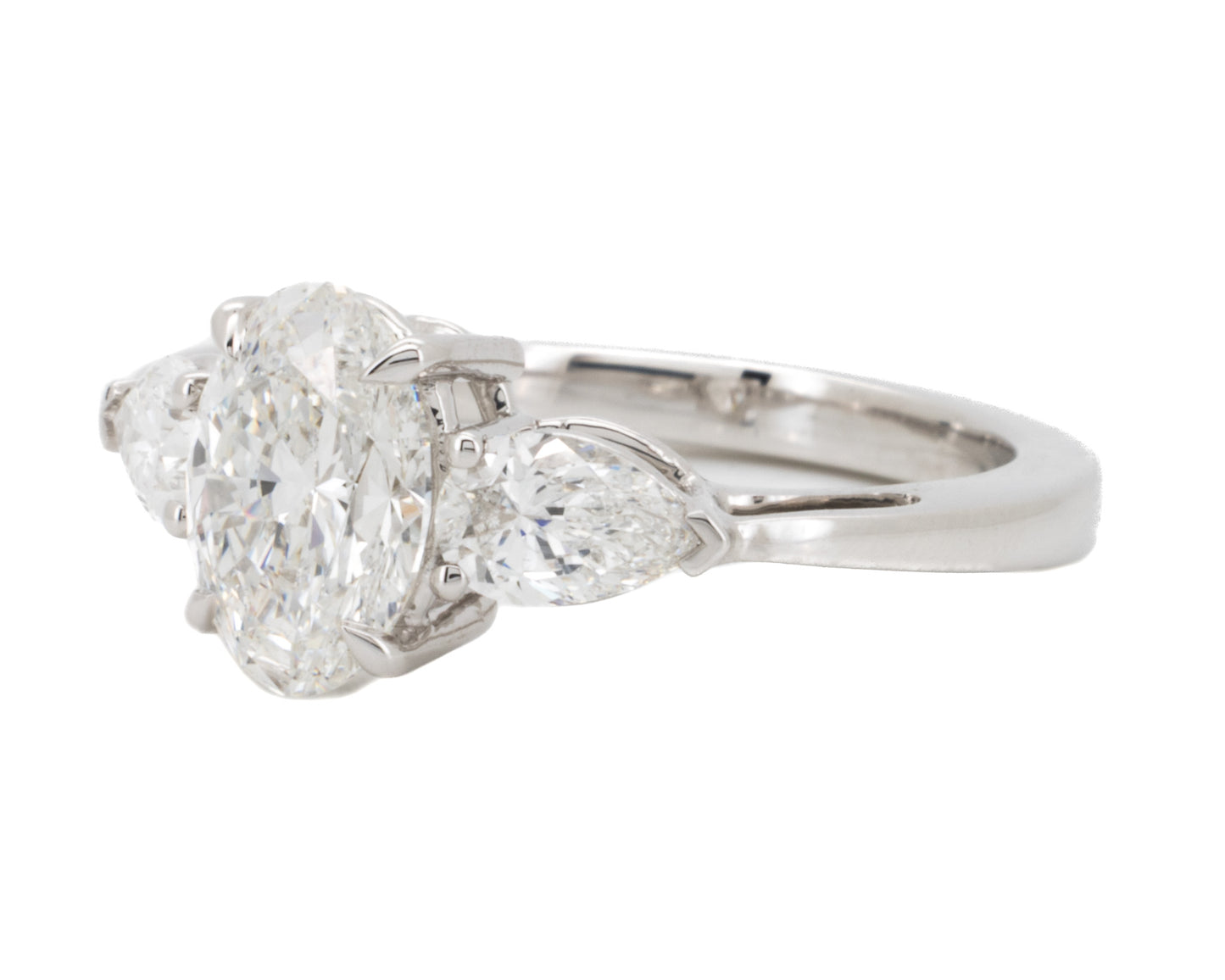 2.28ct Oval Brilliant & Pear Diamond Engagement Ring