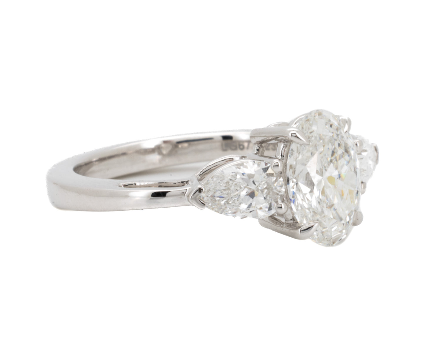 2.28ct Oval Brilliant & Pear Diamond Engagement Ring