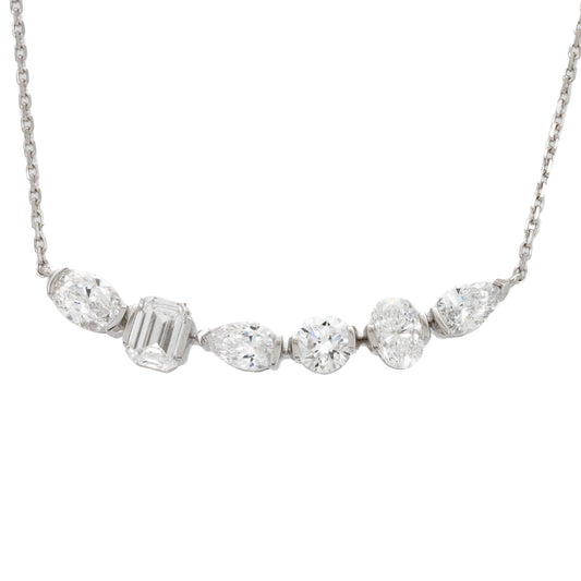 1.65ct Multi Cut Diamond Dainty Bar Necklace